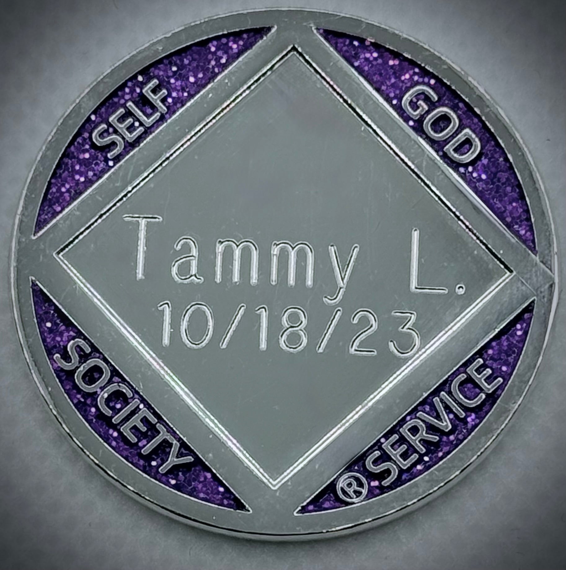 Custom Engraved Purple NA Butterfly Medallion – Serendipity Recovery Shop