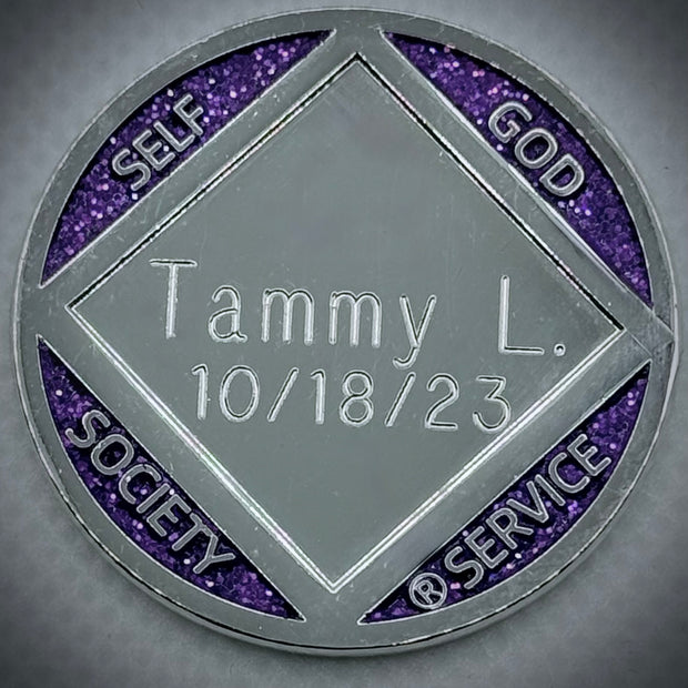 Custom Engraved Purple NA Butterfly Medallion