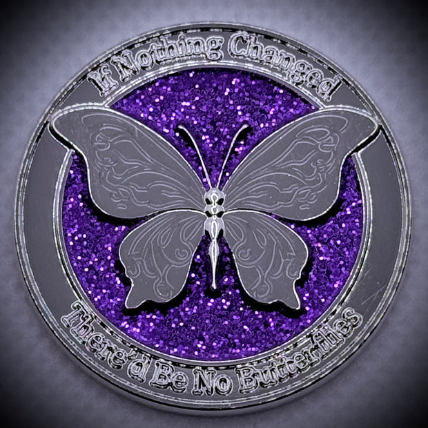 Custom Engraved Purple NA Butterfly Medallion