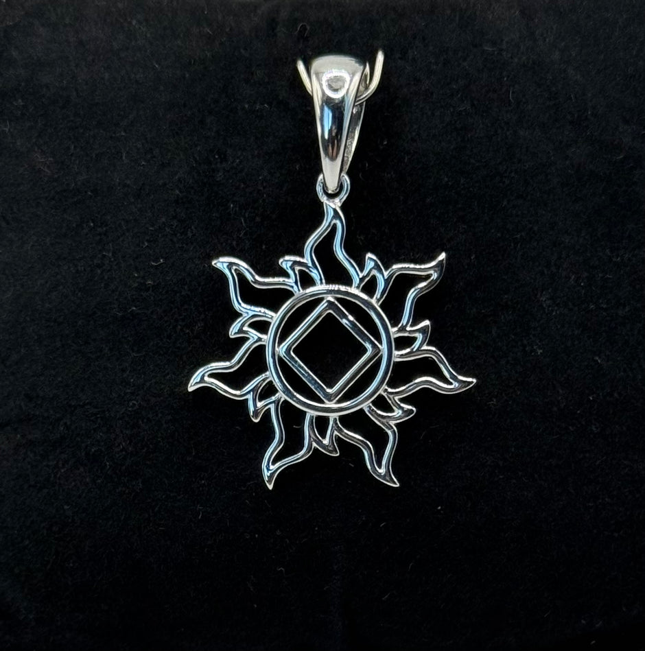 Medium NA Service Symbol in Sunburst Pendant .925 sterling silver