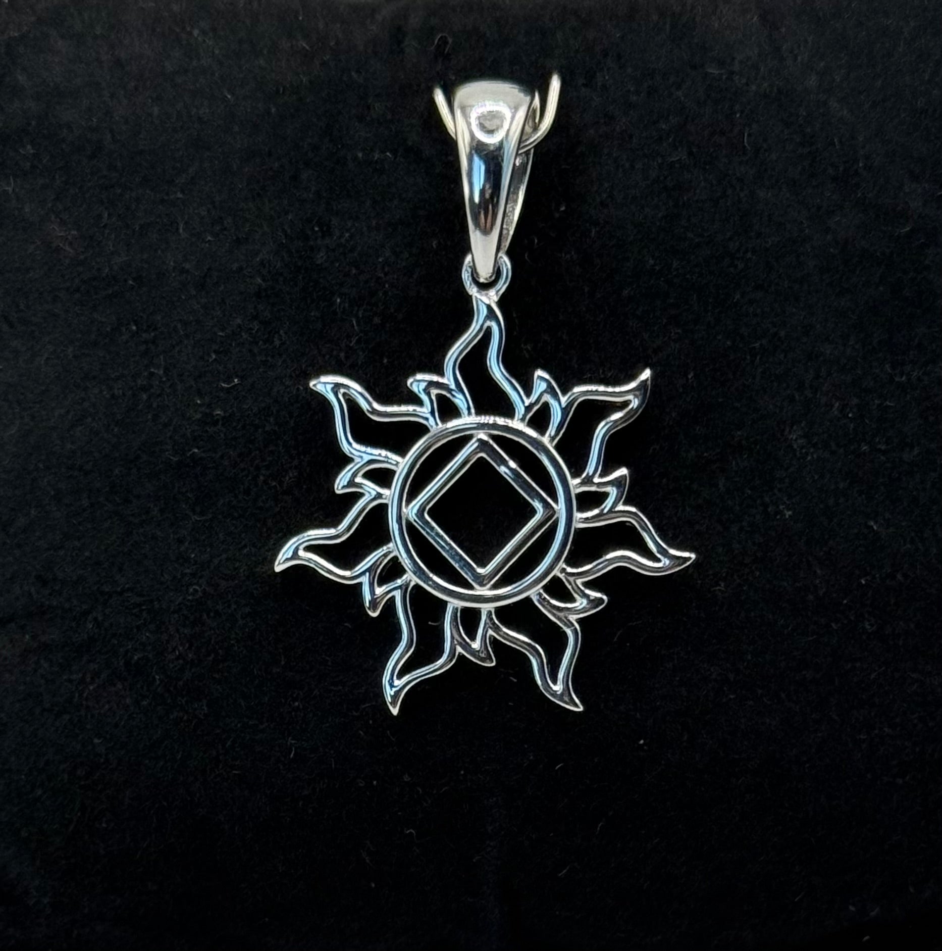 Medium NA Service Symbol in Sunburst Pendant .925 sterling silver