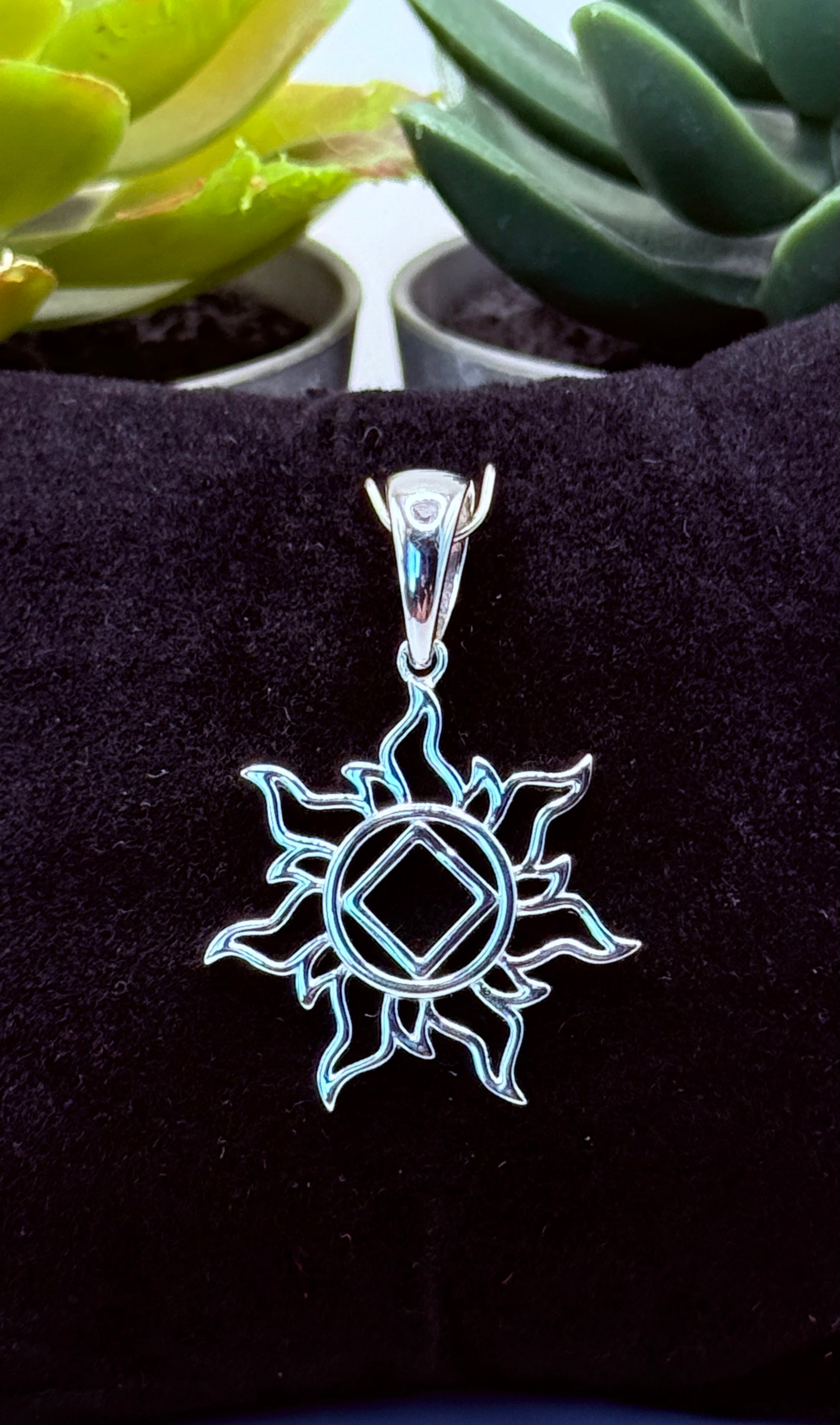 Medium NA Service Symbol in Sunburst Pendant .925 sterling silver