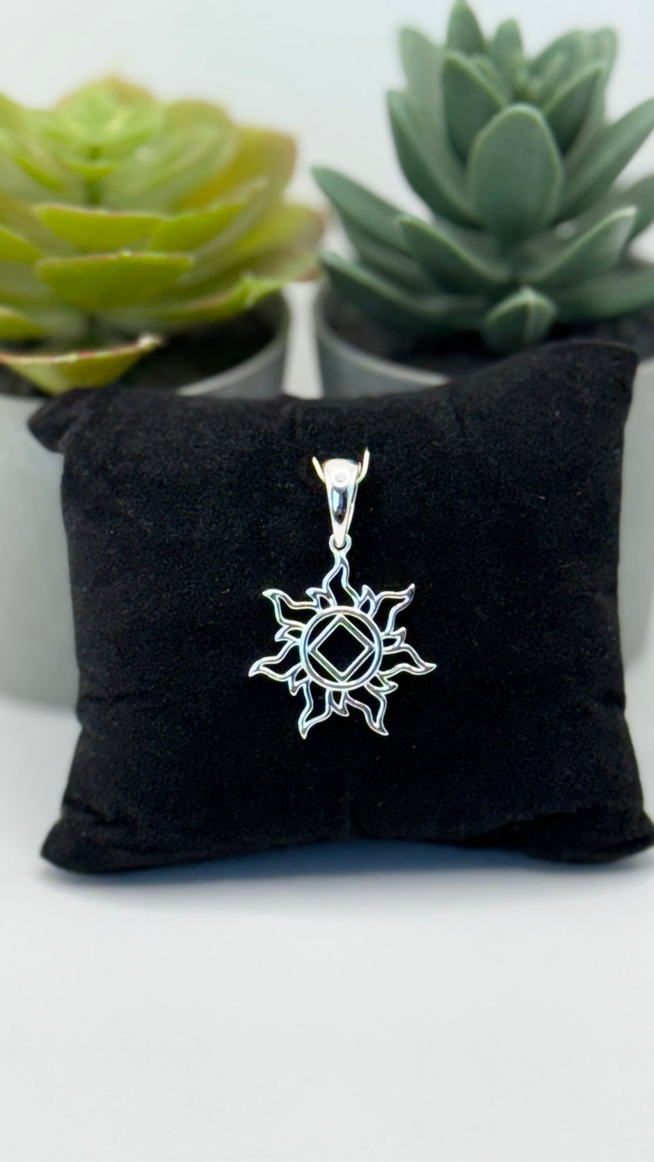 Medium NA Service Symbol in Sunburst Pendant .925 sterling silver