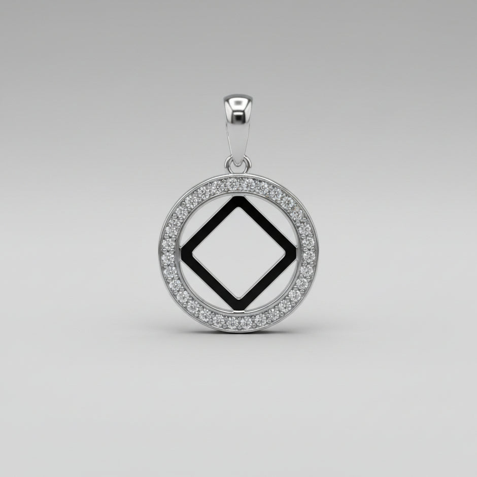 NA Service Symbol with clear CZ stones