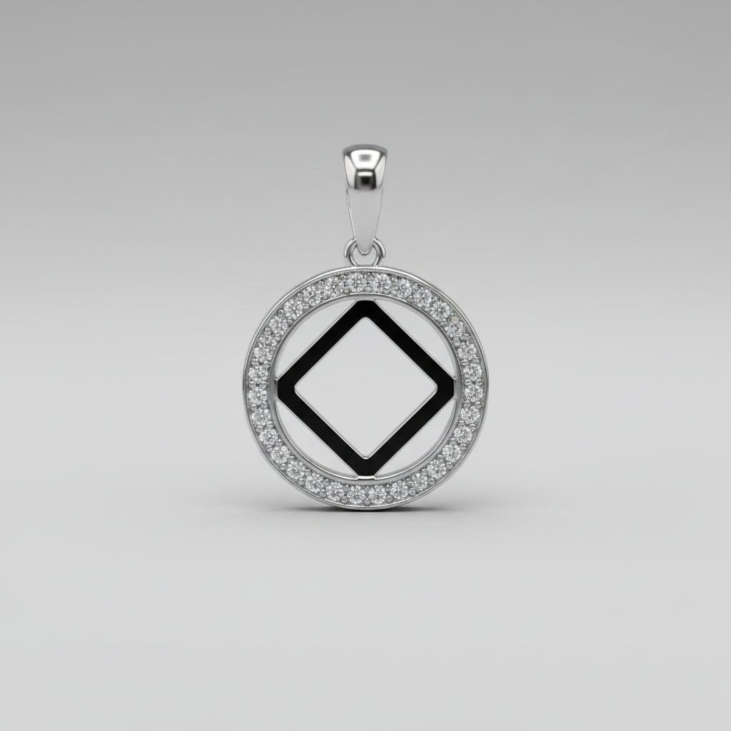 NA Service Symbol with clear CZ stones