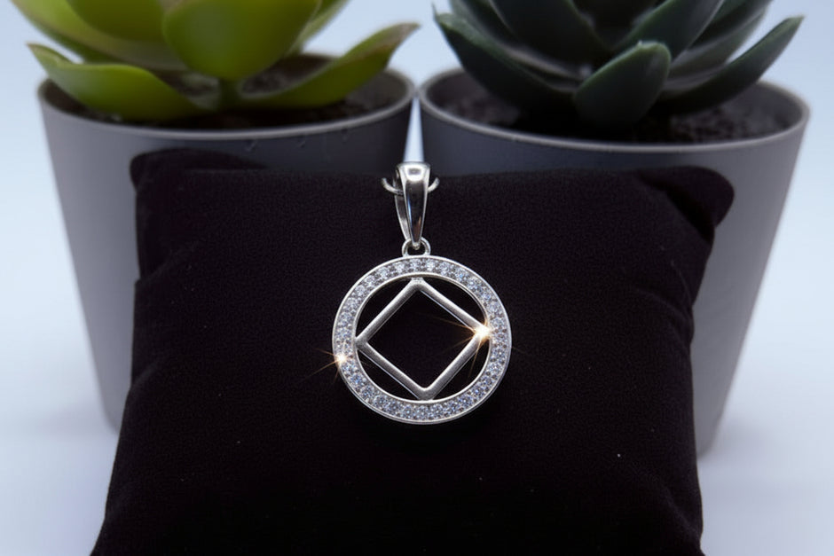 NA Service Symbol with clear CZ stones