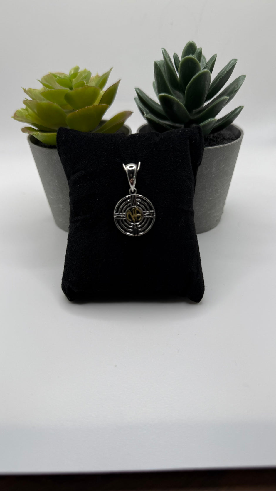 Original logo NA Pendant .925 sterling silver with 18k gold plated NA in center