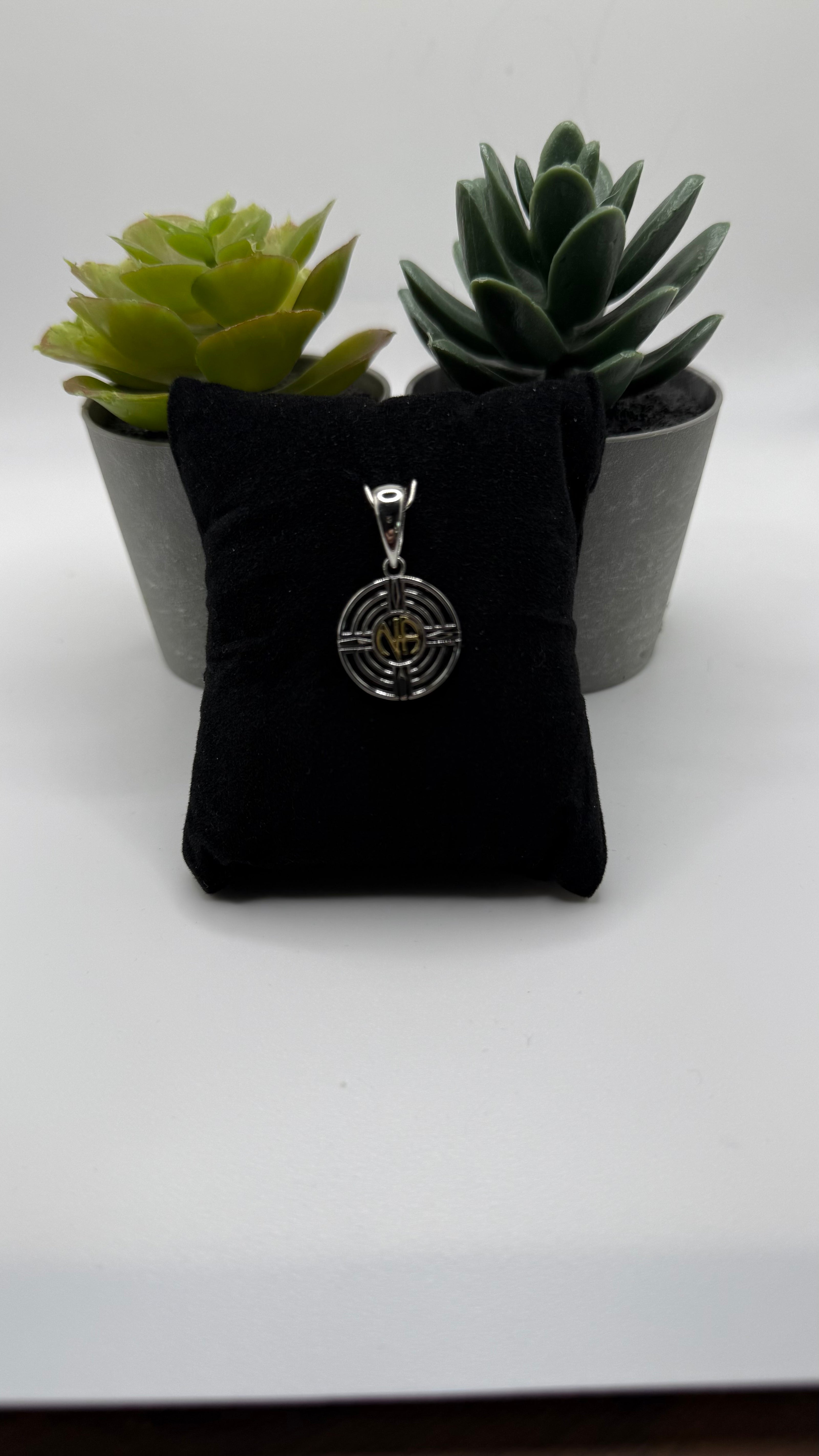 Original logo NA Pendant .925 sterling silver with 18k gold plated NA in center