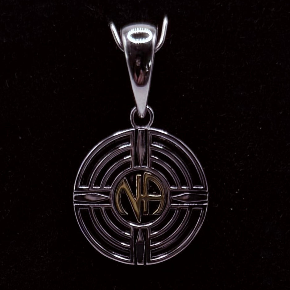 Original logo NA Pendant .925 sterling silver with 18k gold plated NA in center
