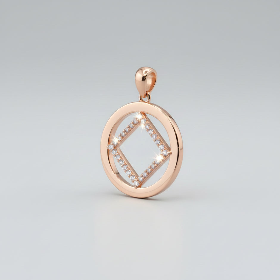 Rose Gold NA Service Symbol with CZ stones
