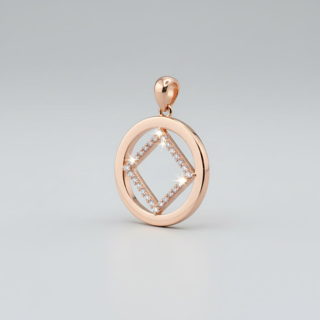 Rose Gold NA Service Symbol with CZ stones