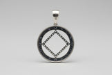 Large NA Symbol Pendant w/clear cz stones in .925 sterling silver 34MM
