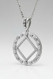 Large NA Symbol Pendant w/clear cz stones in .925 sterling silver 34MM