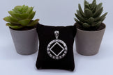 Large NA Symbol Pendant w/clear cz stones in .925 sterling silver 34MM