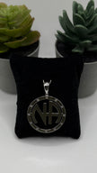 Large NA Logo Pendant with 12 cubic zirconia stones .925 sterling silver 38MM