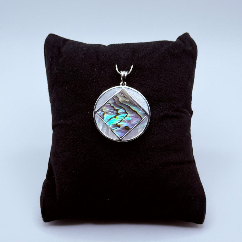 NA Service Symbol Abalone and Mother of Pearl Pendant .925 sterling