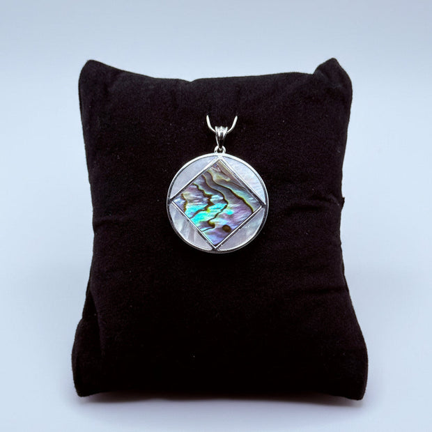 NA Service Symbol Abalone and Mother of Pearl Pendant .925 sterling