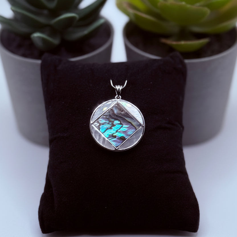 NA Service Symbol Abalone and Mother of Pearl Pendant .925 sterling