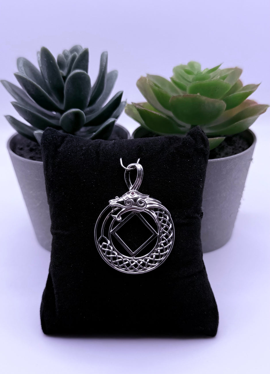 Dragon with NA Service Symbol Pendant .925 sterling silver