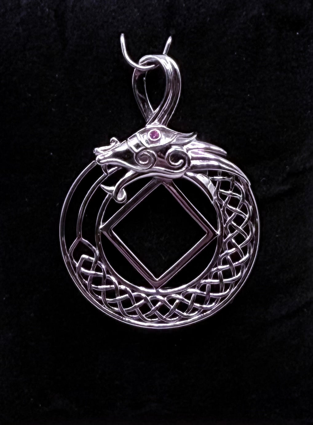 Dragon with NA Service Symbol Pendant .925 sterling silver