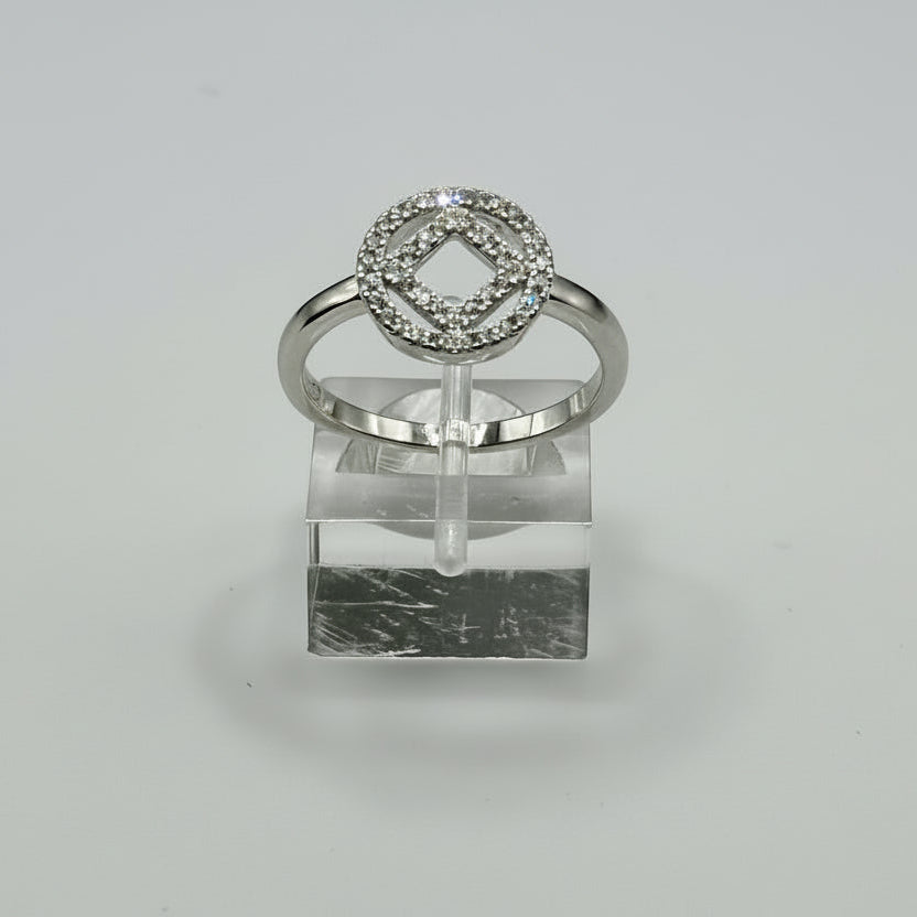 NA Sterling Silver Service Symbol Ring with CZ stones