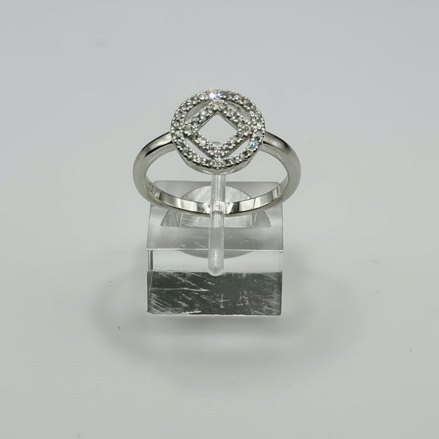 NA Sterling Silver Service Symbol Ring with CZ stones