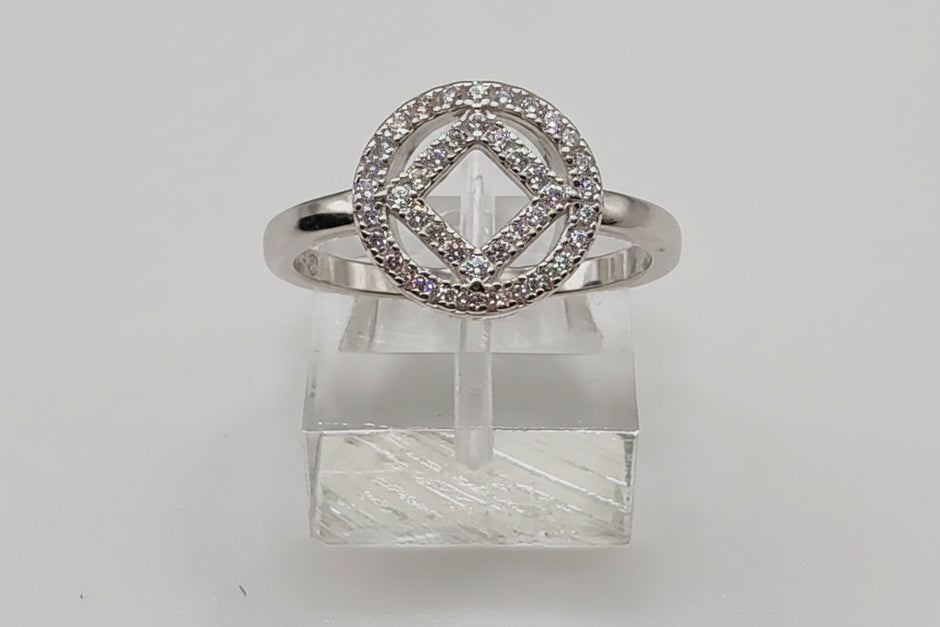 NA Sterling Silver Service Symbol Ring with CZ stones