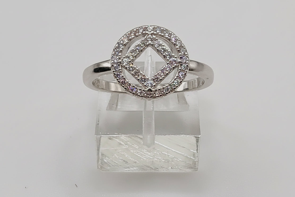 NA Sterling Silver Service Symbol Ring with CZ stones