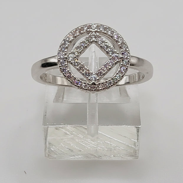 NA Sterling Silver Service Symbol Ring with CZ stones