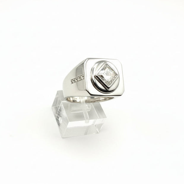 NA Service Symbol Ring with a large Cubic Zirconia Stone .925