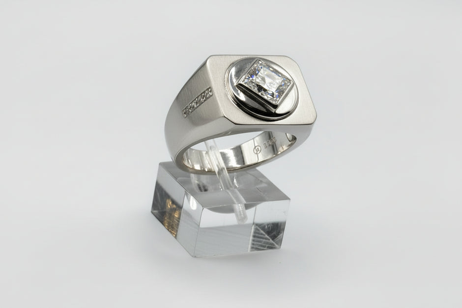 NA Service Symbol Ring with a large Cubic Zirconia Stone .925