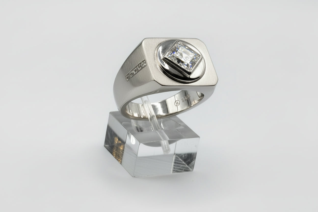 NA Service Symbol Ring with a large Cubic Zirconia Stone .925