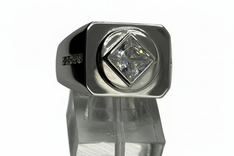 NA Service Symbol Ring with a large Cubic Zirconia Stone .925