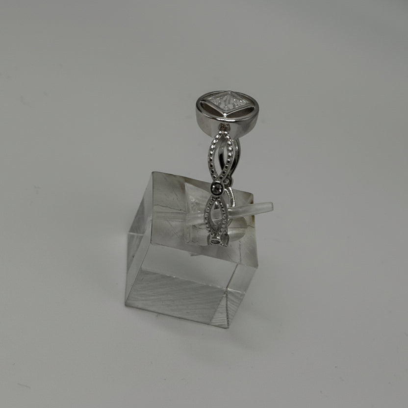 NA Ring Service Symbol with Cubic Zirconia Stone Center and cz accents around band .925