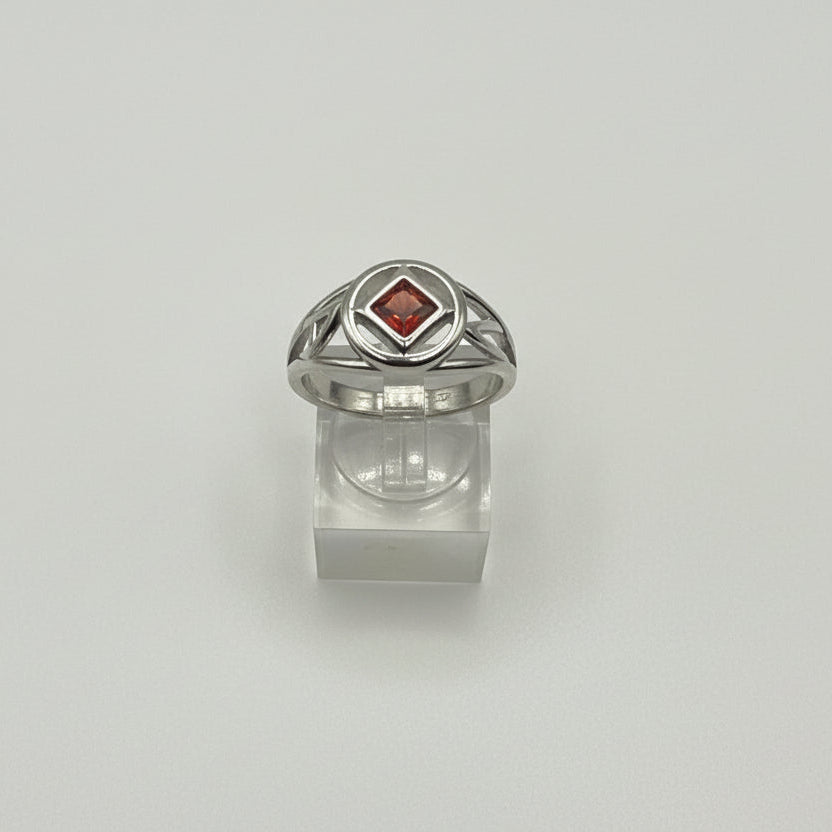 NA Sterling Silver Service Symbol Ring with CZ & NA on the sides