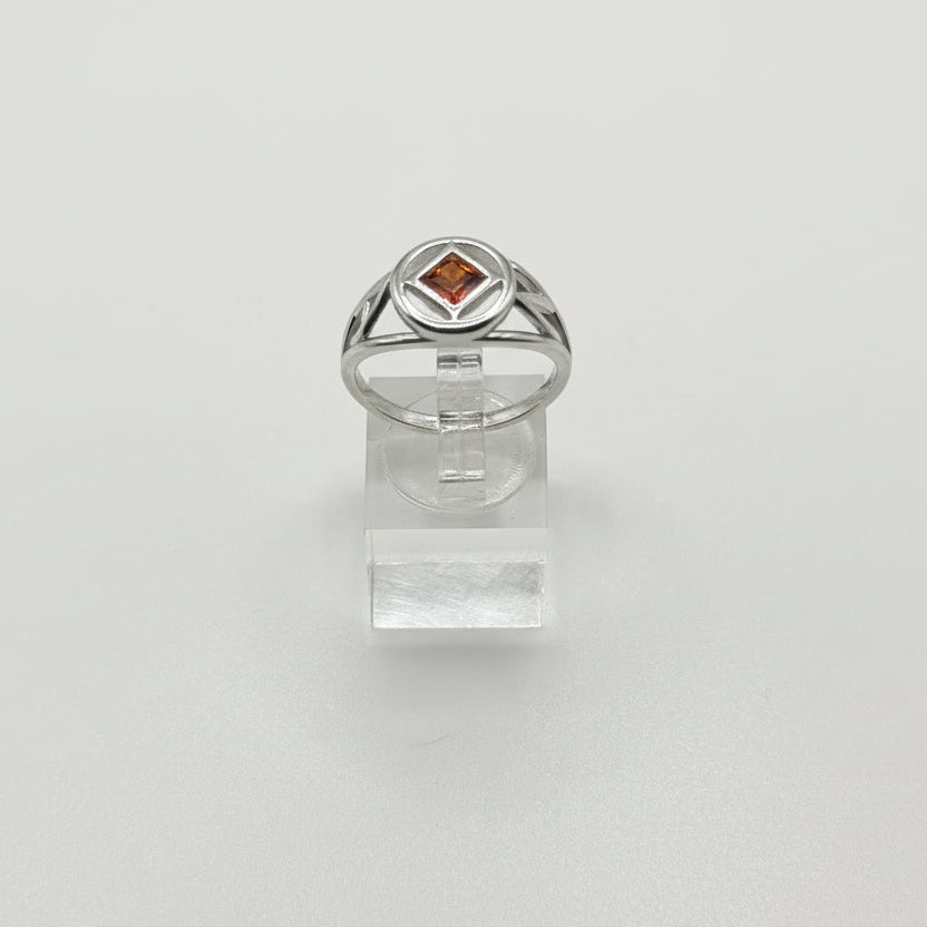 NA Sterling Silver Service Symbol Ring with CZ & NA on the sides