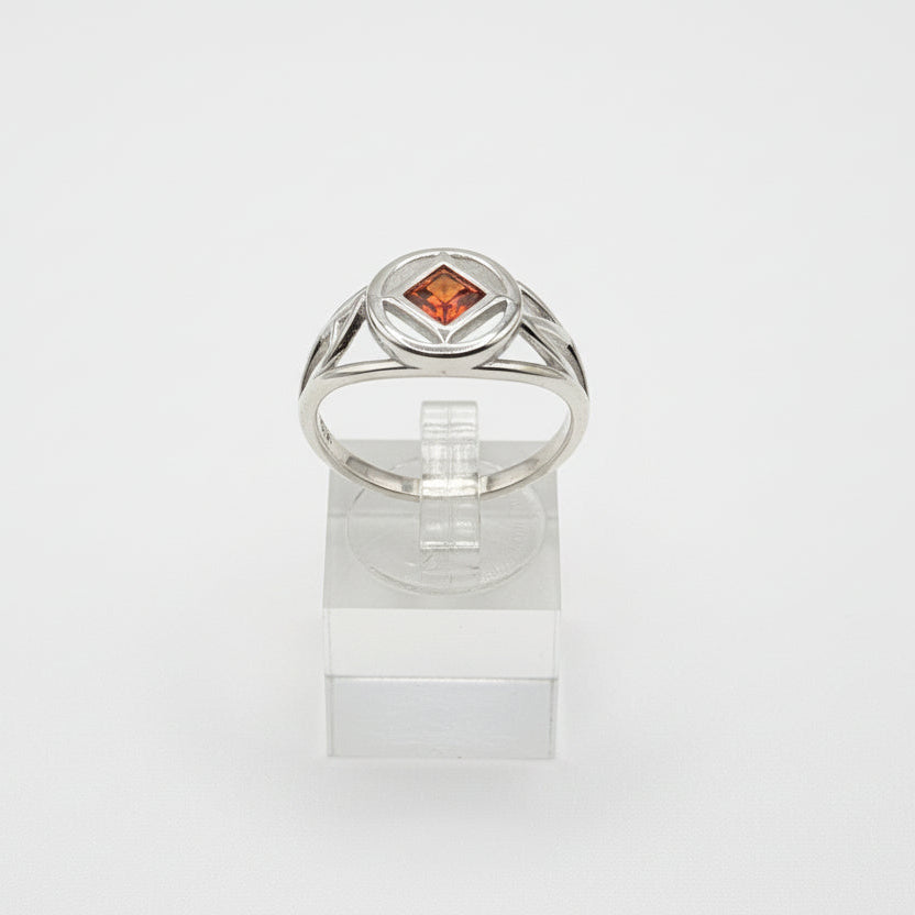 NA Sterling Silver Service Symbol Ring with CZ & NA on the sides