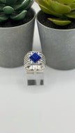 NA Sterling Silver .925 Men's Basket Weave Ring with Genuine Blue Lapis