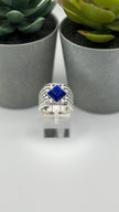 NA Sterling Silver .925 Men's Basket Weave Ring with Genuine Blue Lapis