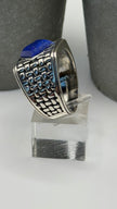 NA Sterling Silver .925 Men's Basket Weave Ring with Genuine Blue Lapis