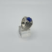 NA Sterling Silver .925 Men's Basket Weave Ring with Genuine Blue Lapis