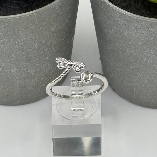 NA Service Symbol with Dragonfly Ring .925 Sterling Silver Ring