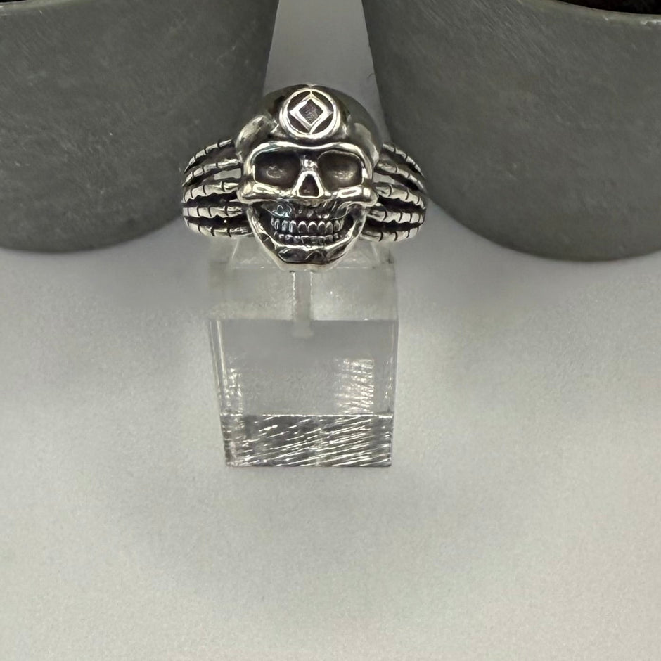 Skull with NA Service Symbol .925 Sterling silver