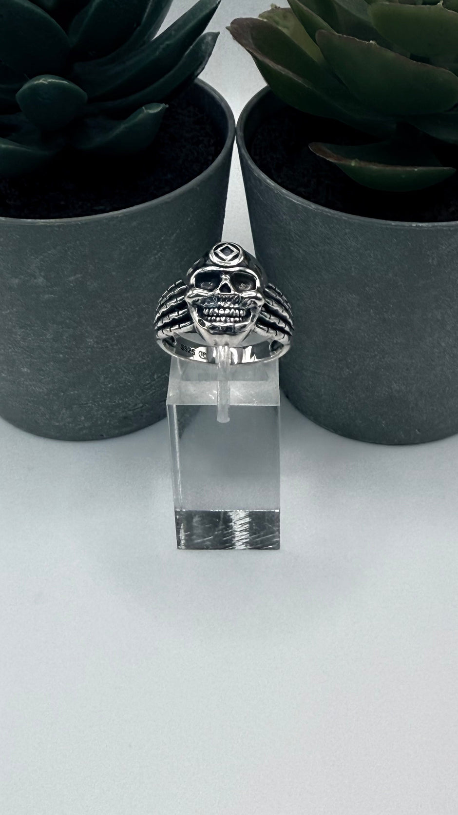 Skull with NA Service Symbol .925 Sterling silver