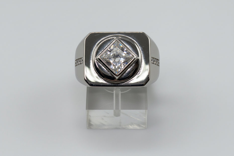 NA Service Symbol Ring with a large Cubic Zirconia Stone .925