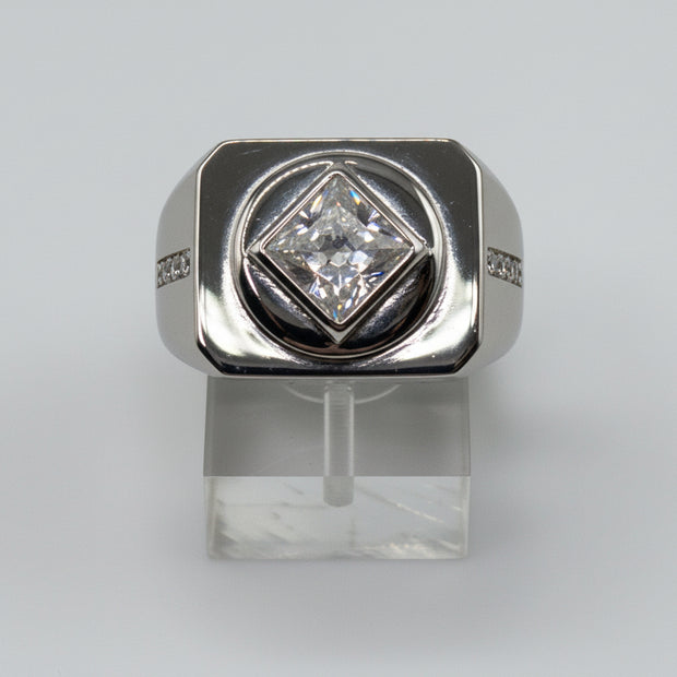 NA Service Symbol Ring with a large Cubic Zirconia Stone .925