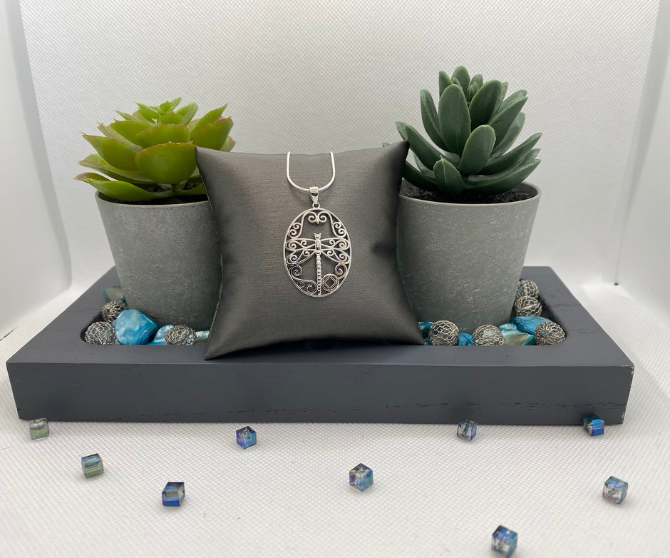 Dragonfly with NA Symbol Pendant .925 sterling silver image 1