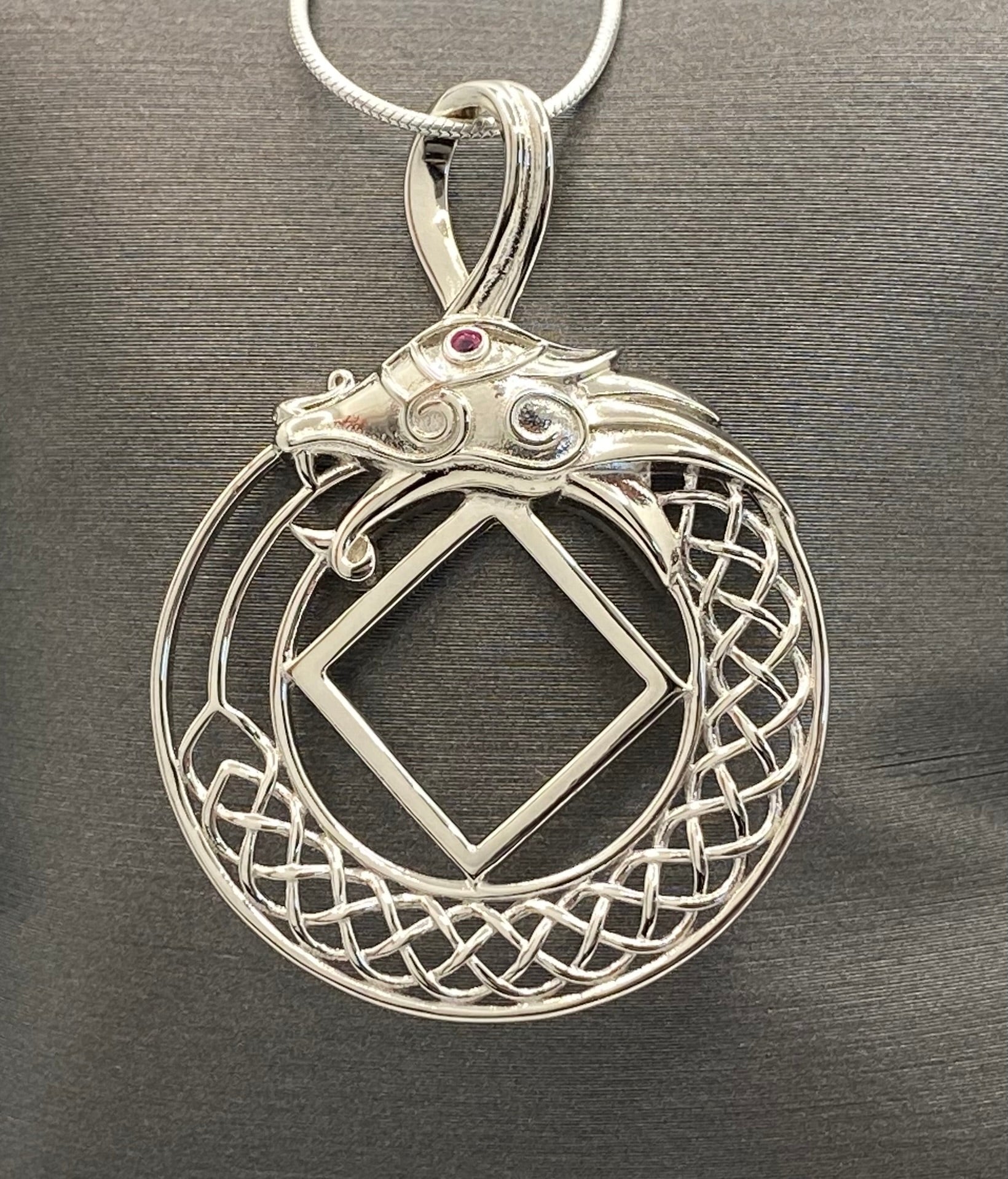 Dragon with NA Service Symbol Pendant .925 sterling silver image 0