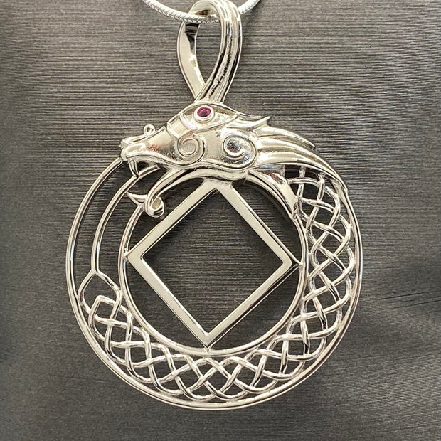 Dragon with NA Service Symbol Pendant .925 sterling silver image 0