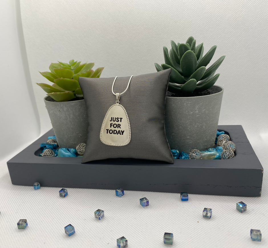 Large Just For Today Key Tag Pendant .925 sterling silver image 3